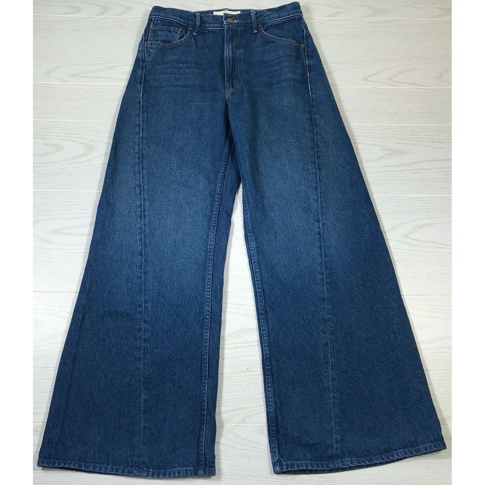 Mother Snacks Jeans Womens 28 The Lemon Twist Sneak Yes Chef Wash Flare Wide Leg